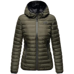 MARIKOO Damen Winterjacke Steppjacke mit kuschlig weichem Teddyfell Jaylaa