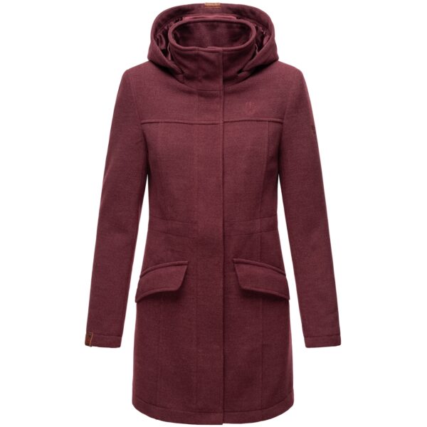 MARIKOO Damen Mantel Winterjacke in Woll Optik mit abnehmbarer Kapuze Leilaniaa