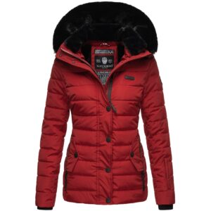 NAVAHOO Damen Warme Steppjacke Winterjacke mit weicher Kunstfell-Kapuze Milianaa