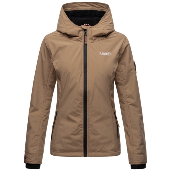 MARIKOO Damen Sportliche Outdoorjacke Übergangs Regenjacke mit Kapuze Brombeere