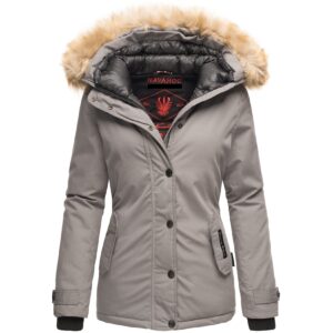 NAVAHOO Damen Warmer Winterjacke Parka mit Kunstfell-Kapuze Laura