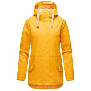 NAVAHOO Damen Warmer Regenjacke Wasserdichter Regenmantel mit Kapuze Oceans Heart