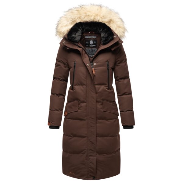 MARIKOO Damen langer Winterjacke Stepp Parka mit abnehmbarer Kapuze Schneesternchen