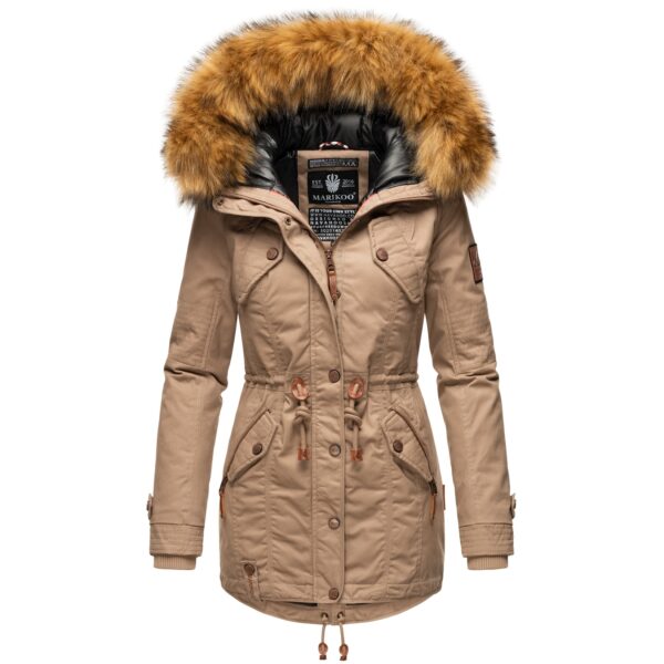 MARIKOO Damen Wintermantel stylischer Winterparka mit abnehmbarem Kunstfell Laviva Princess