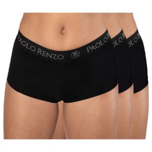 Paolo Renzo® Damen Baumwoll Panty SPORT LINE 6 Paar - Größe M - Schwarz