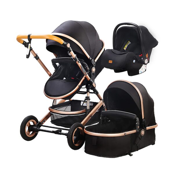 TPFLiving Kombi-Kinderwagen 3in1 Set - Modell Lux 7 Stoff - Pink