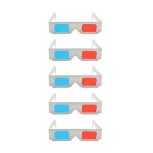 TPFNet Anaglyphenbrille 3D Brille Pappe Weiß - 5 Stück