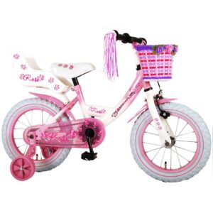 TPFSports Rose Kinderfahrrad - Mädchen - 14 Zoll - Rücktritt + Handbremse - Pink Weiß