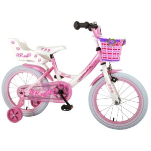 TPFSports Rose Kinderfahrrad - Mädchen - 16 Zoll - Rücktritt + Handbremse - Pink/Weiß