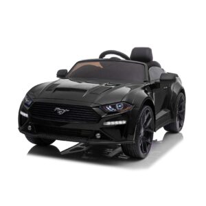 TPFLiving Elektro-Kinderauto Ford Mustang  schwarz - Kinderauto - Elektroauto - Ledersitz und Sicherheitsgurt