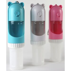 TPFLiving Reisenapf Trinkflasche To-Go mit Ersatzfutterbehälter pink/rosa - Trinkflasche To-Go für Ihren vierbeinigen Begleiter -