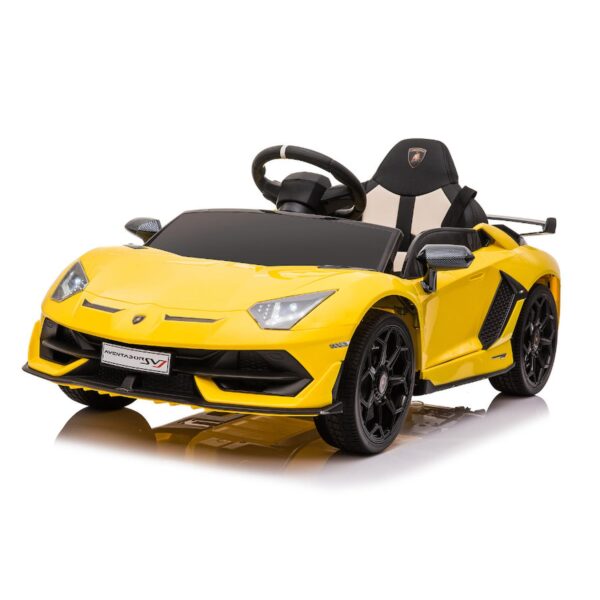 TPFLiving Elektro-Kinderauto Lamborghini Aventador SVJ  weiss - Kinderauto - Elektroauto - Ledersitz und Sicherheitsgurt