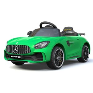 TPFLiving Elektro-Kinderauto Mercedes GT R  weiss - Kinderauto - Elektroauto - Ledersitz und Sicherheitsgurt