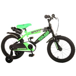 TPFSports Sportivo Kinderfahrrad - Jungen - 16 Zoll - 2 Handbremsen - Neongelb/Schwarz