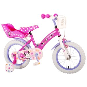 TPFSports Disney Minnie Kinderfahrrad - Mädchen - 14 Zoll - Rücktritt + Handbremse - Pink