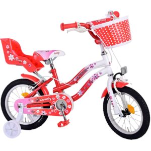 TPFSports Lovely Kinderfahrrad - Mädchen - 14 Zoll - 2 Handbremsen - Rot/Weiß