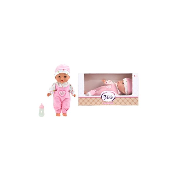 Liegende Babypuppe mit Flasche 30 cm