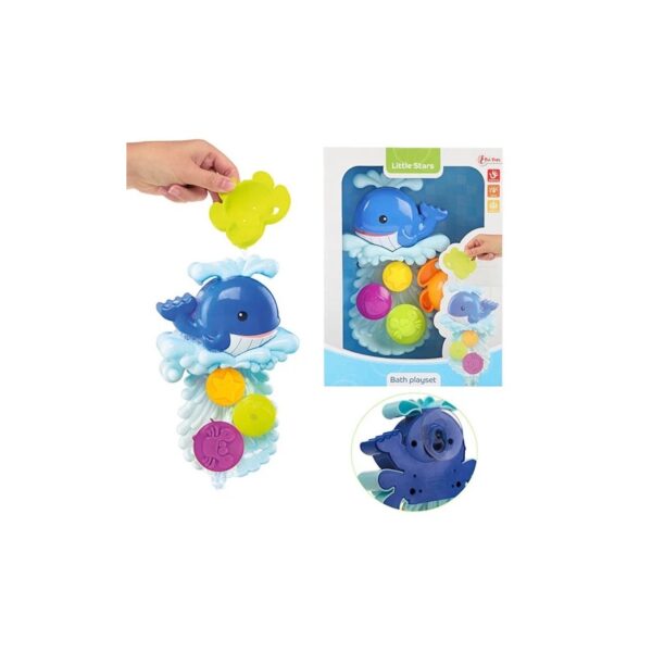 Wasserspielzeug Wassermühle Wal mit Saugnapf - Baby Badewanne