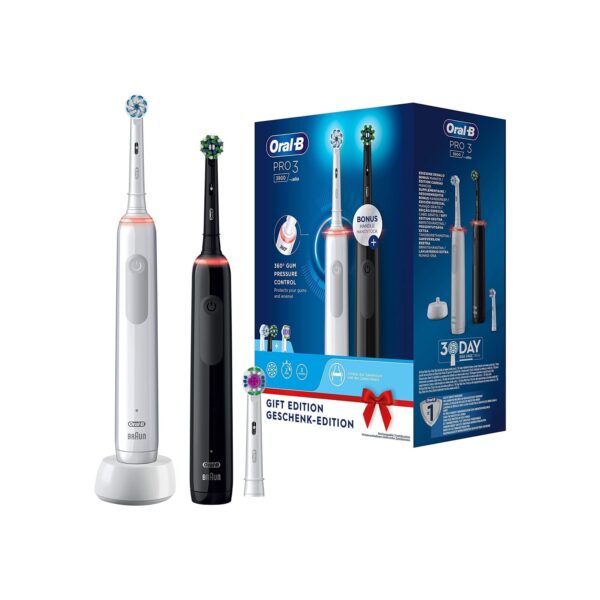 Oral-B Pro 3 3900N Black/White elektrische Zahnbürste mit 2. Handstück