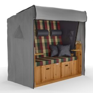 SANZARO Premium Strandkorb Abdeckung mit Ösen Strandkorbhülle   Grau 165 x 90 x 165 cm (BxTxH)