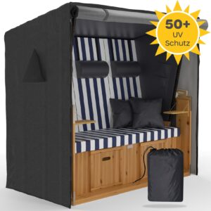 SANZARO Strandkorb Abdeckung 600D Oxford Strandkorbhülle winterfest    155 x 95 x 165cm (BxTxH)