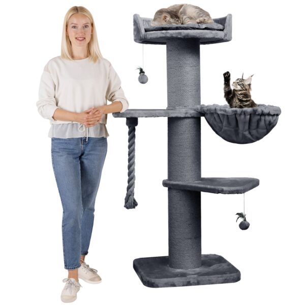 HAPPYPET Kratzbaum große Katzen 20 cm Stämme Katzenbaum 150 cm   Grau