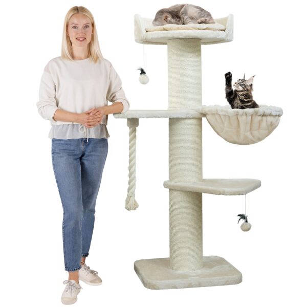 HAPPYPET Kratzbaum große Katzen 20 cm Stämme Katzenbaum 150 cm   Creme