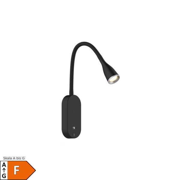 kalb   LED Bettleuchte Tulipano II 4.5W Leseleuchte USB Bettlampe Ladestation schwarz